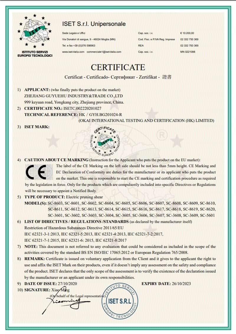 RoHS-Electric Pruning Shears